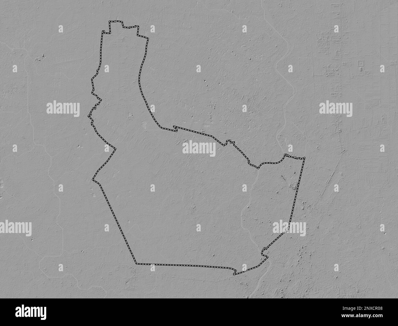 Nonthaburi, Provinz Thailand. Grauskala-Höhenkarte mit Seen und Flüssen Stockfoto