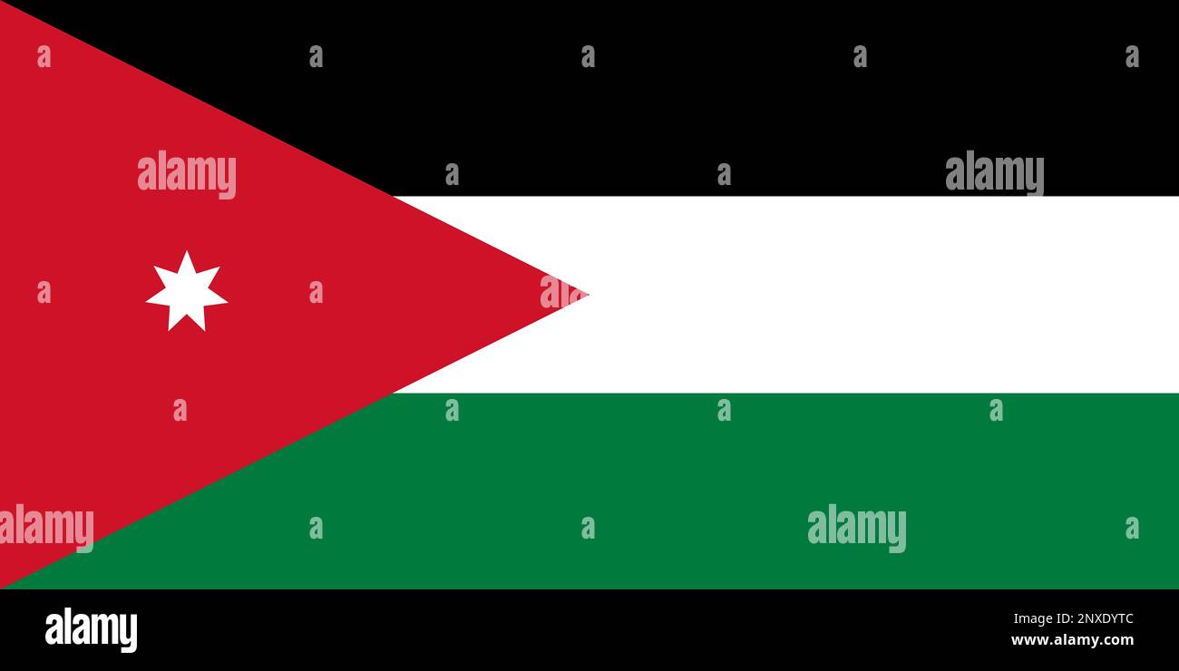 Nationalflagge des Haschemitischen Königreichs Jordanien Stockfoto