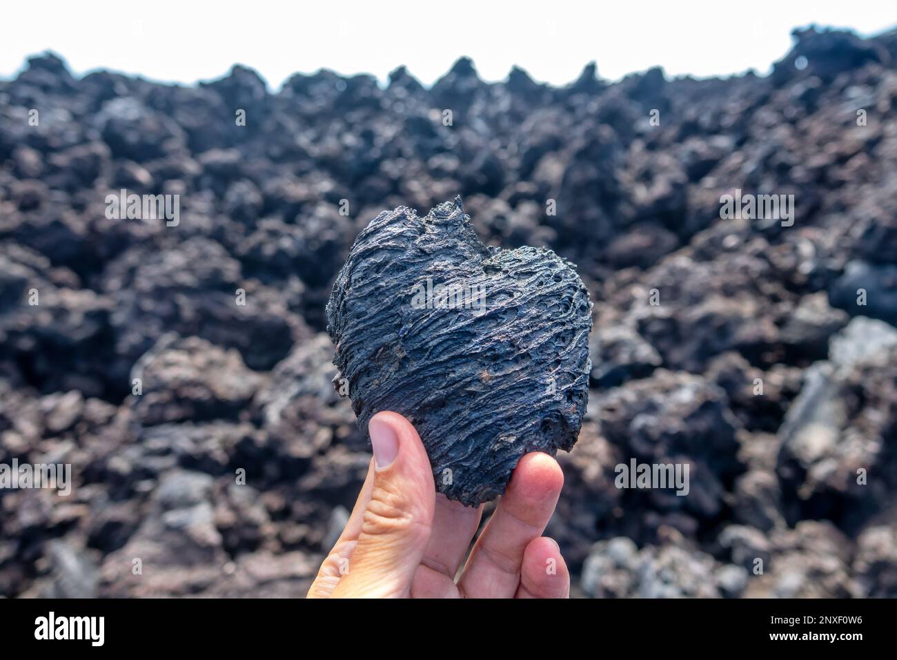 Eine Vielzahl von Formen basaltverfestigter Lava (Klinker, Block-Lava): hawaiianisch ist die wichtigste Art von Lava (aa-Lava), die aus flüssigem Mantelgestein (Magma) ausgebrochen ist. V Stockfoto