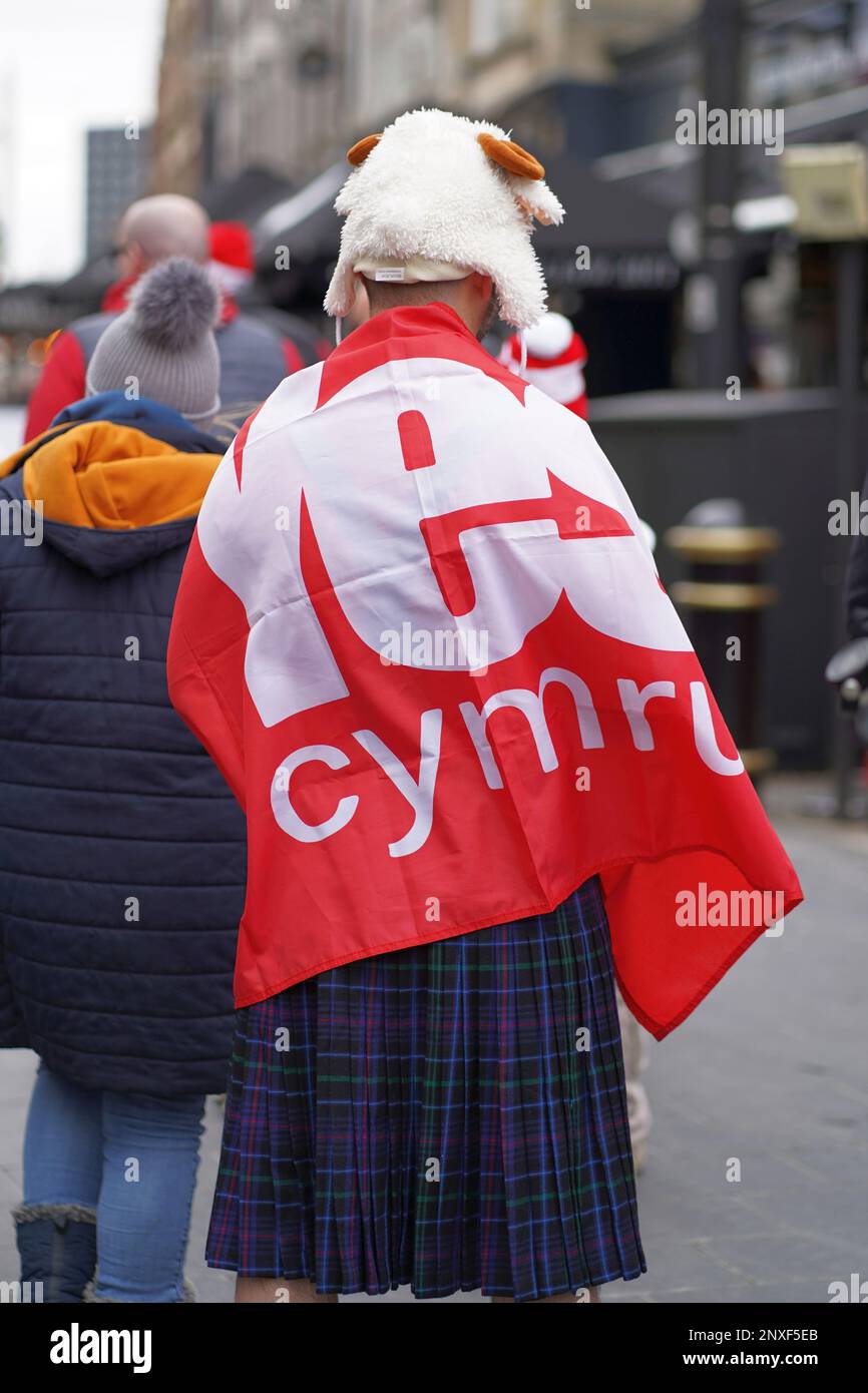 Wales gegen England Six Nations – Pre-Match Build Up in Cardiff, 25. Februar 2023 Stockfoto