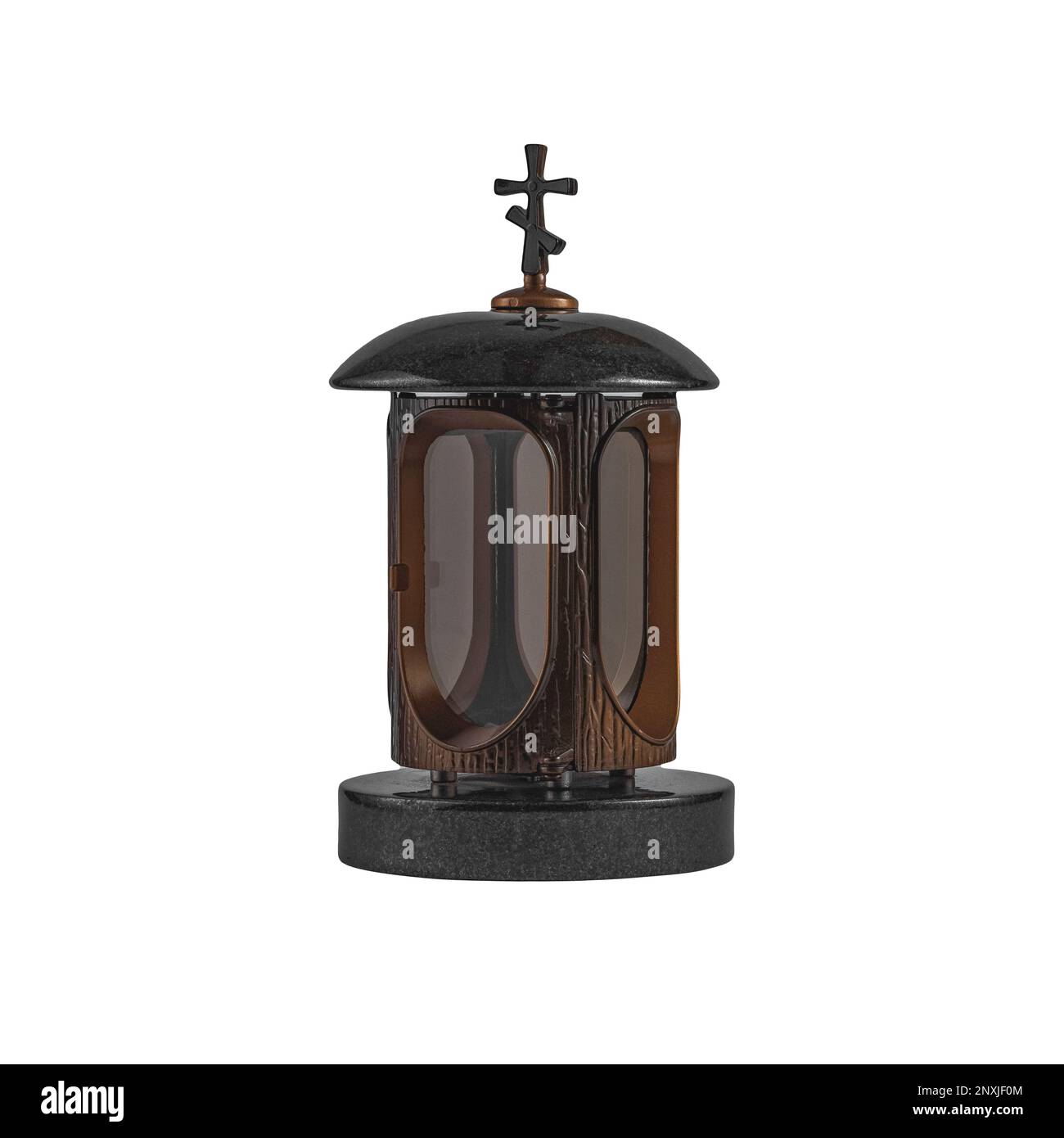 gedächtnislampen aus Granit auf weißem Hintergrund Stockfoto