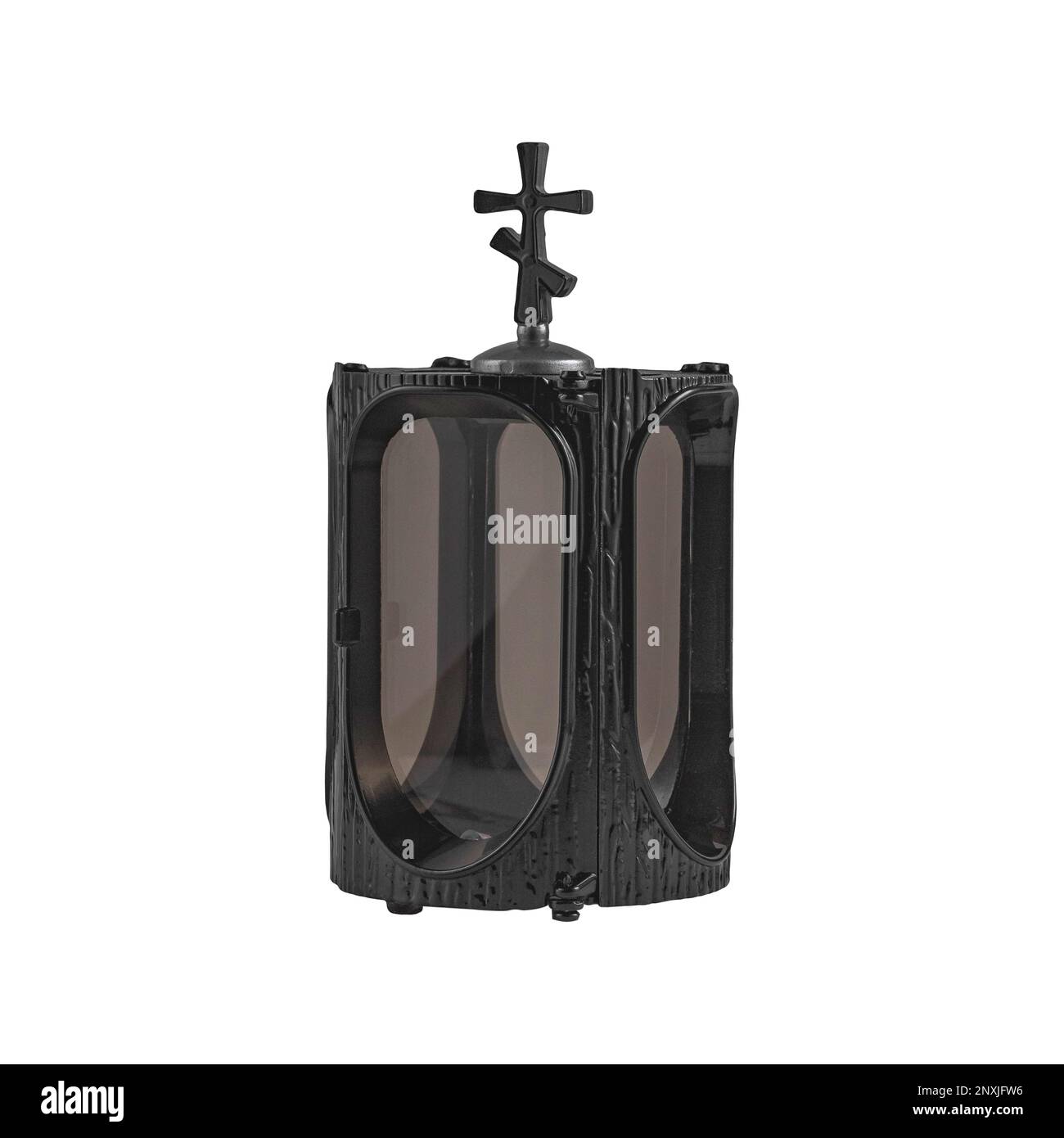 gedächtnislampen aus Granit auf weißem Hintergrund Stockfoto