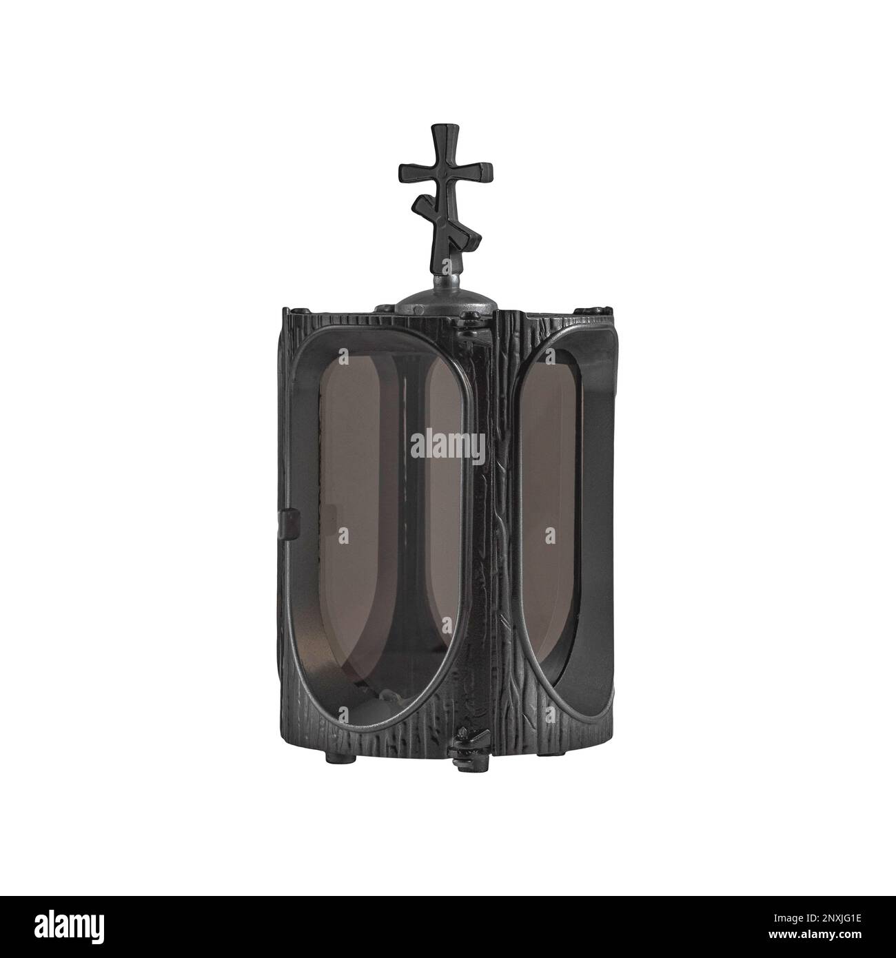 gedächtnislampen aus Granit auf weißem Hintergrund Stockfoto