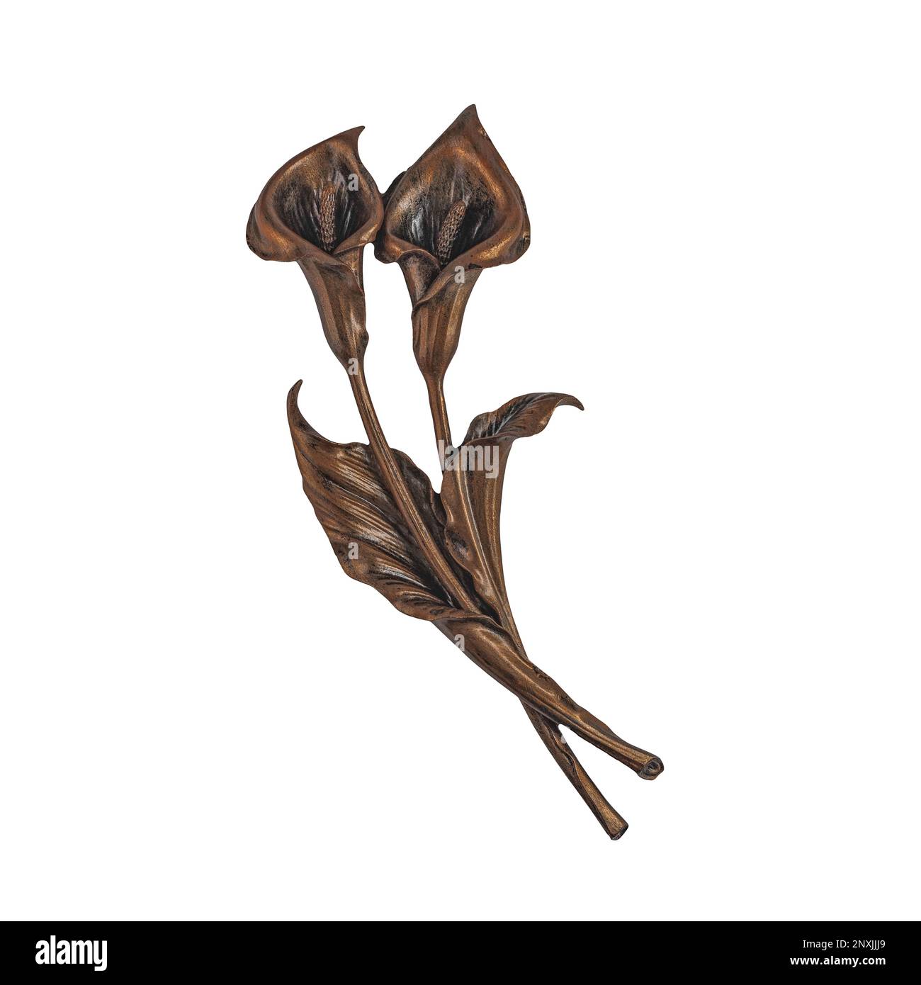 denkmaleigenschaften aus Bronze für das Grab. Kreuze. Blumen. Stockfoto