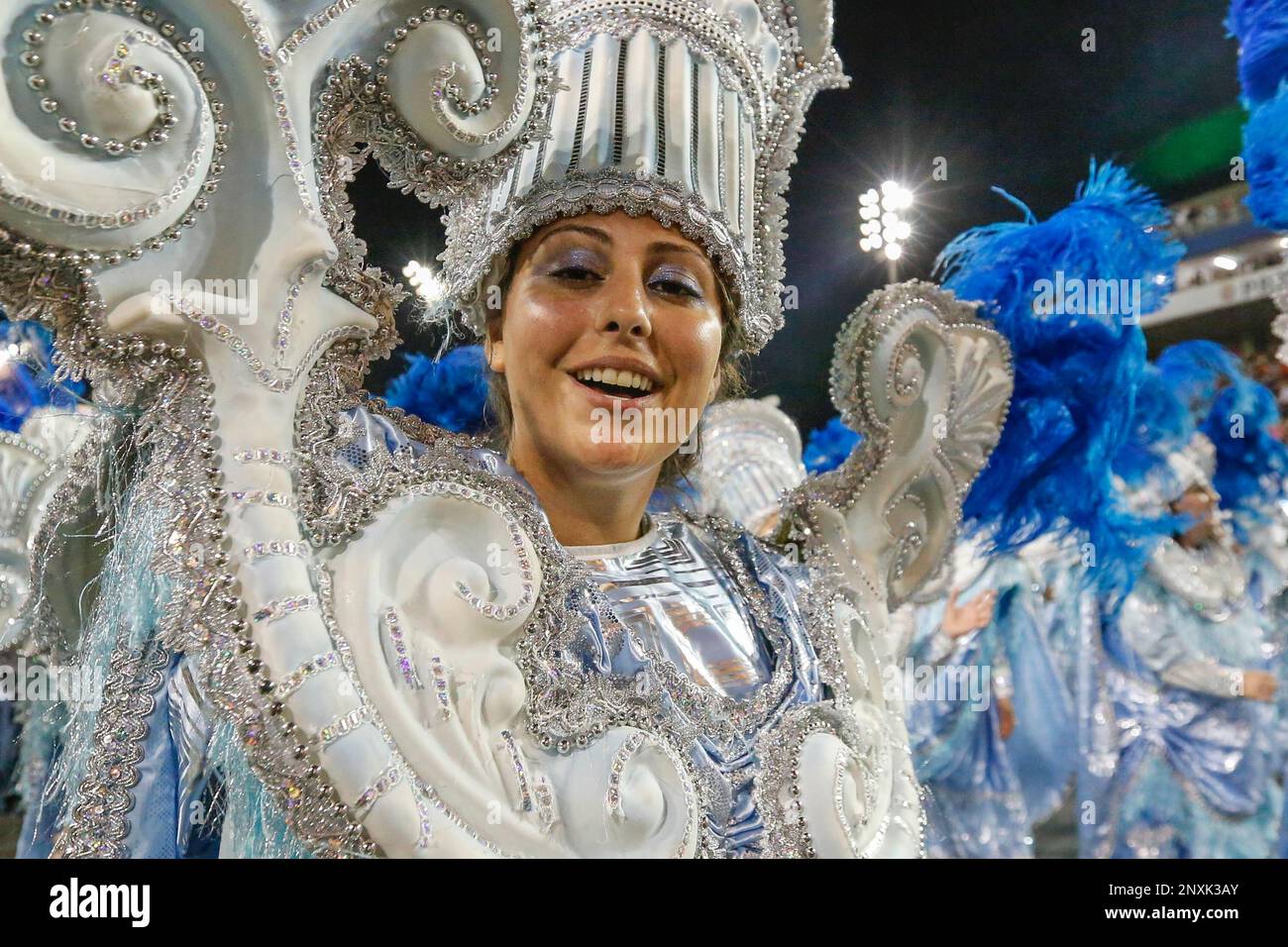 Sao Paulo - 09/02/2018 - Academic Parade of Tucuruvi at the Carnival Sao Paulo 2018 - Parade of the Academic School of Tucuruvi during the presentation of the samba schools of the special group at Sambodromo do Anhembi at the Carnival of Sao Paulo 2018. Photo: Suamy Beydoun / AGIF (via AP) Stockfoto