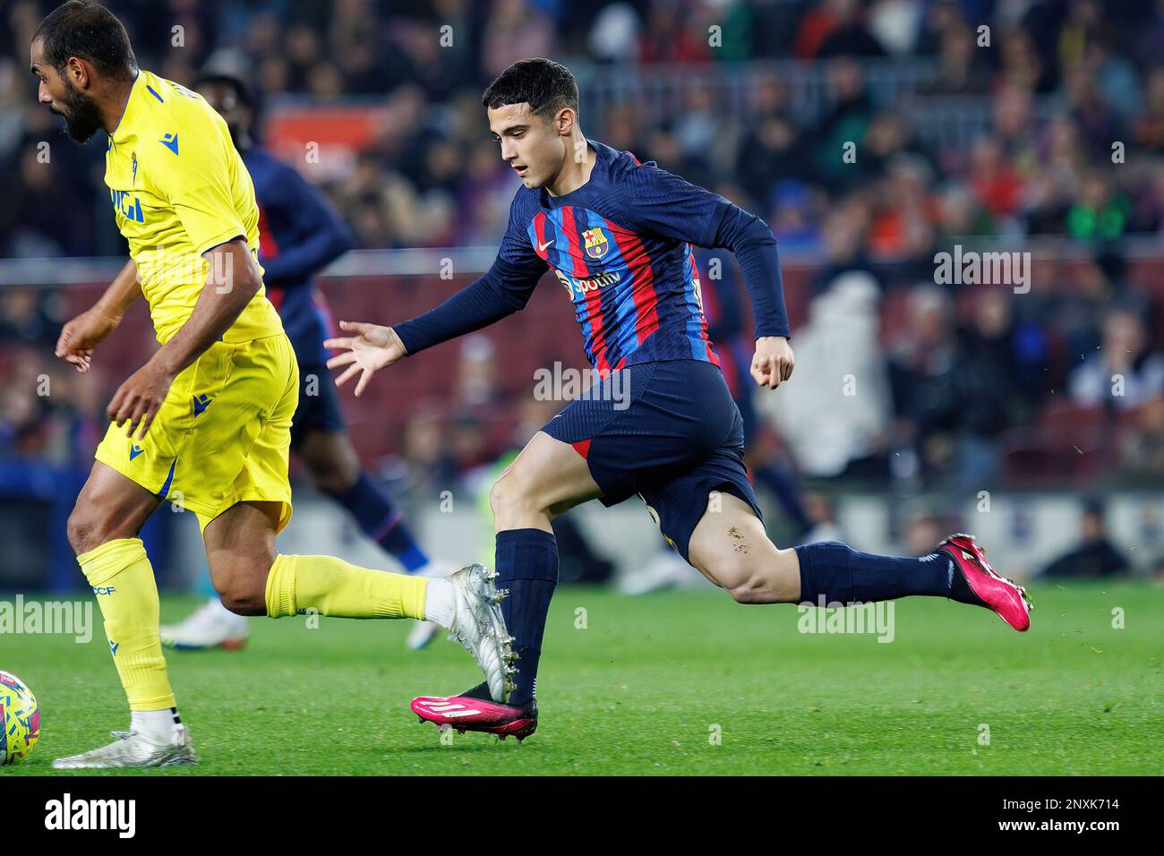 BARCELONA – 19. FEBRUAR: Alarcon in Aktion während des LaLiga-Spiels zwischen FC Barcelona und Cadiz CF im Spotify Camp Nou Stadium am 19. Februar 2023 i. Stockfoto