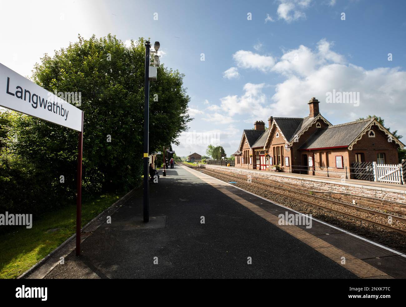 Langwathby Bahnhof auf der Settle-to-Carlisle-Linie im Eden Valley, Cumbria Stockfoto