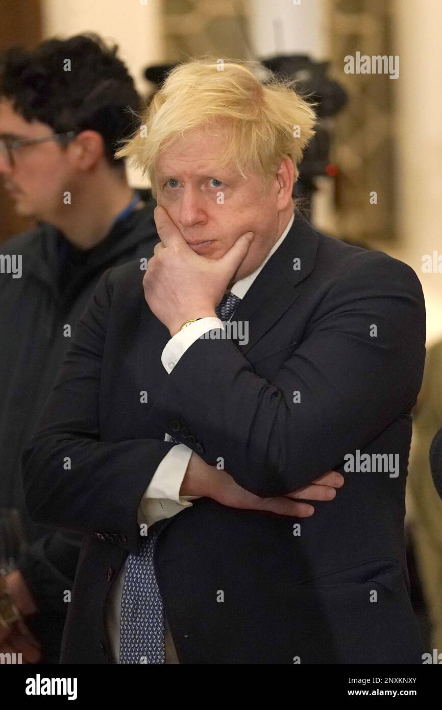 Ehemaliger Premierminister Boris Johnson in Westminster, London, für die Einleitung einer Kampagne zur Verhinderung der Freilassung von Robert Brown. Bilddatum: Mittwoch, 1. März 2023. Stockfoto