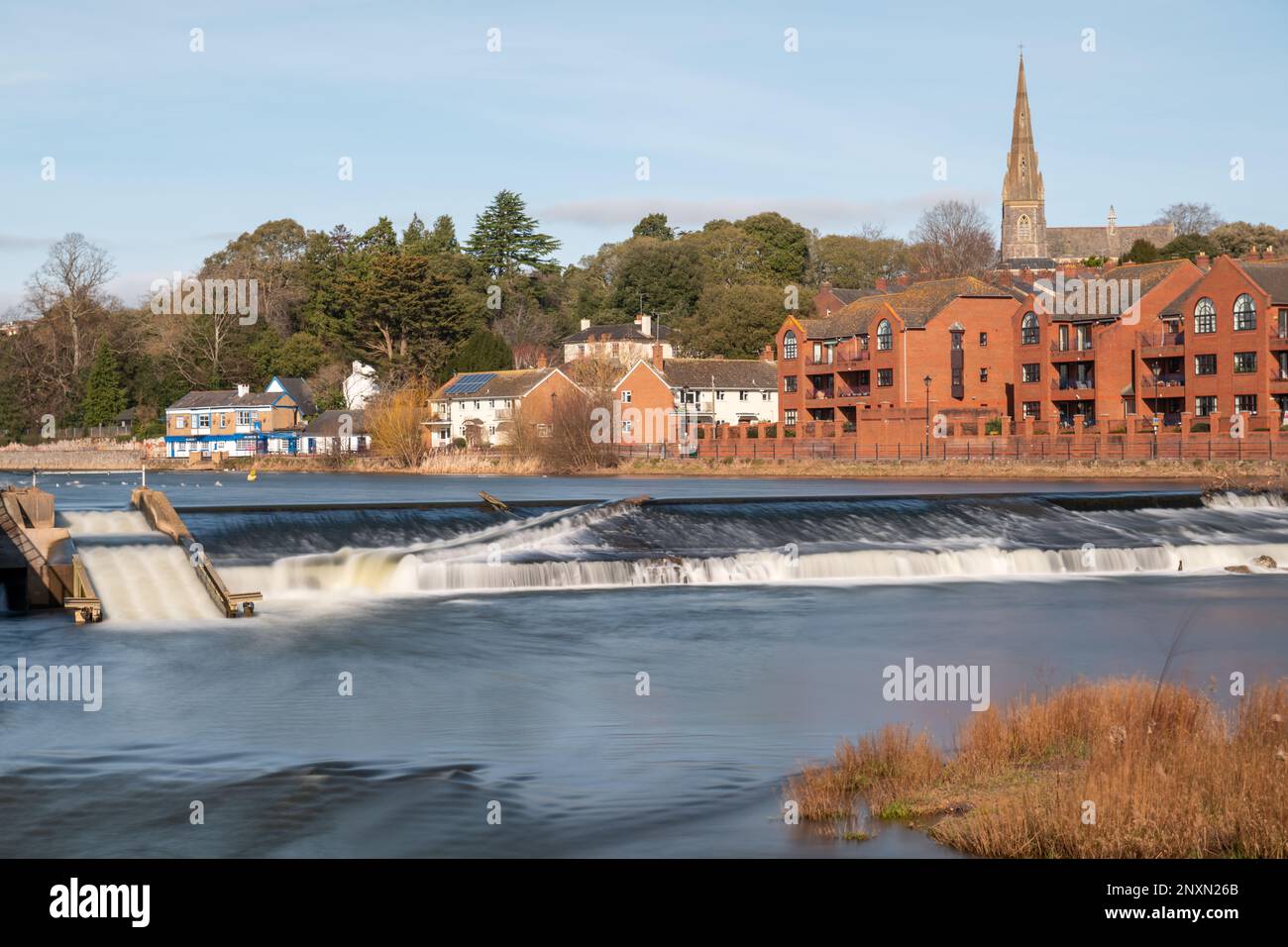 Trews Wehr auf dem Fluss exe in Exeter Stockfoto
