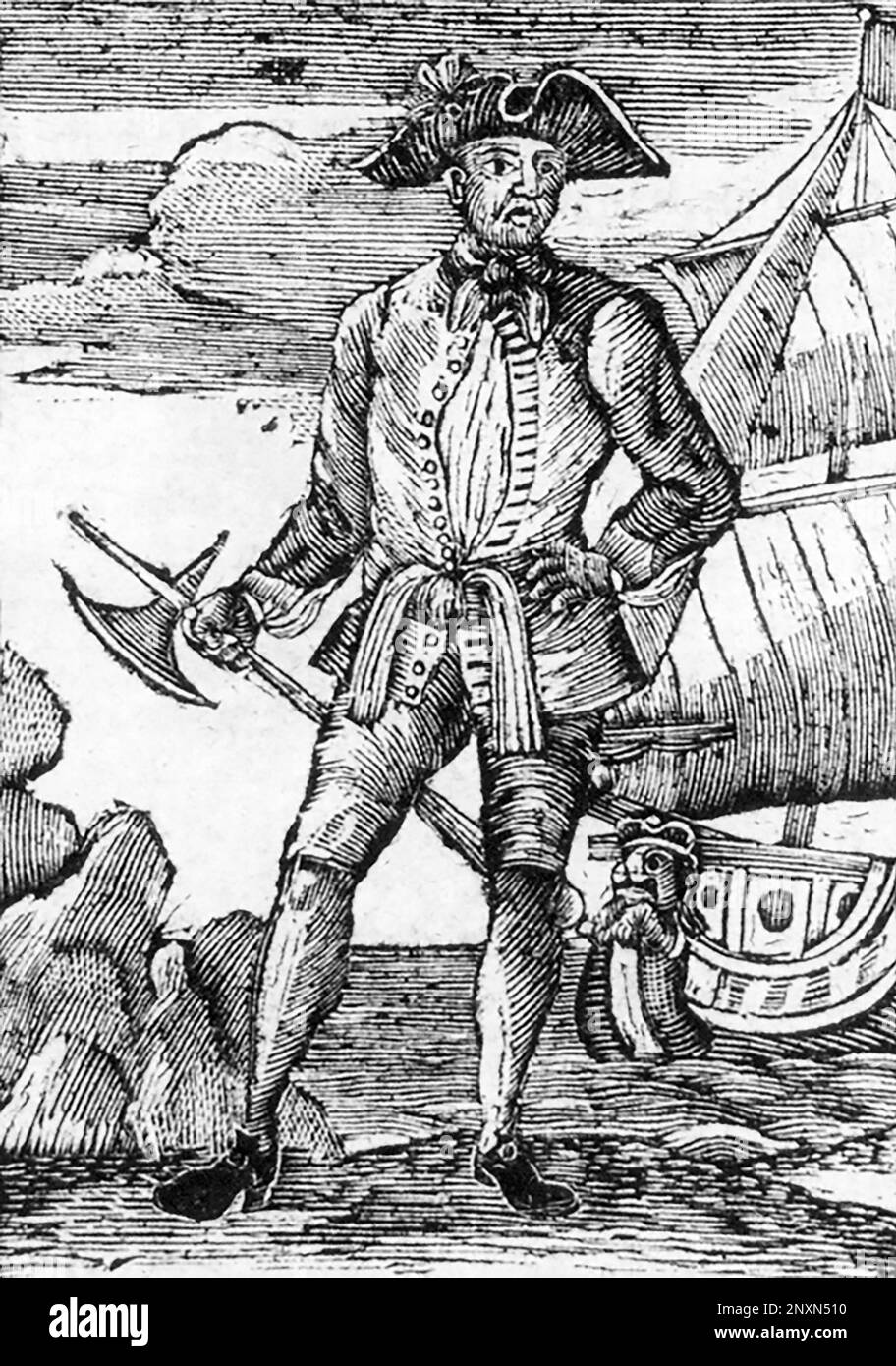 Edward England (ca. 1685-1721) war ein irischer Pirat. Illustration aus der Geschichte und dem Leben der berüchtigtsten Piraten und ihrer Crews, 1725. Stockfoto