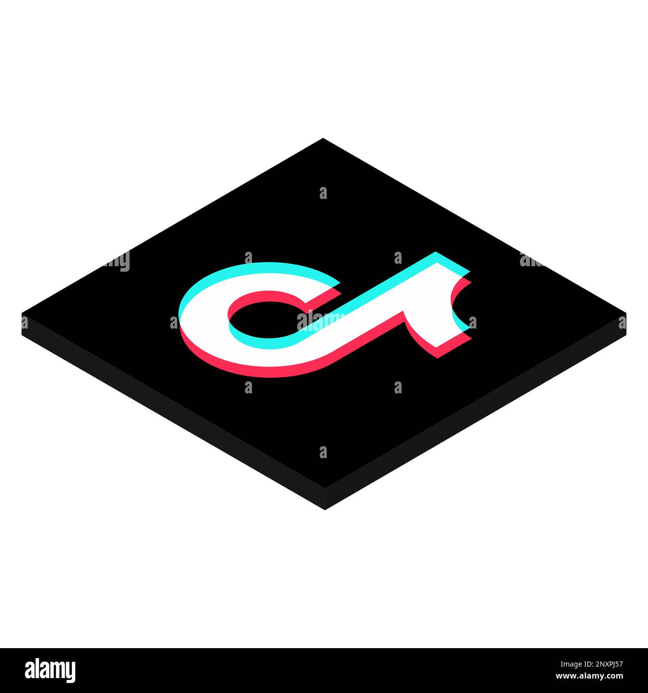 TikTok-Symbol für die Social-Media-App. Darstellung des isometrischen quadratischen 3D-Formvektors. Stock Vektor