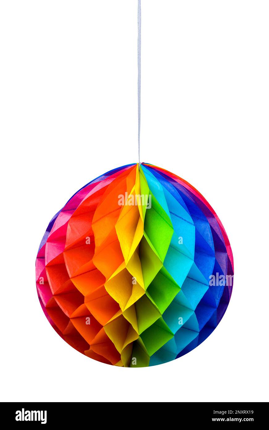 Farbenfrohe Rainbow Party-Dekoration in Weiß. Stockfoto