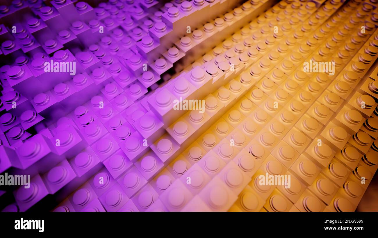Abstrakte Wellenstreifen aus winzigen quadratischen Blöcken. Design. Fluktuierende Linien, die wie Gradientententakel aussehen Stockfoto