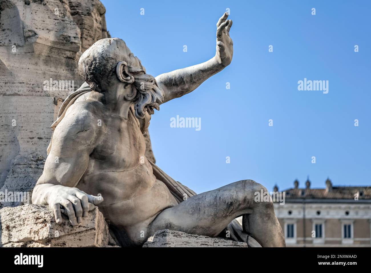 Fiumi-Brunnen-Statue, Rom, Italien Stockfoto