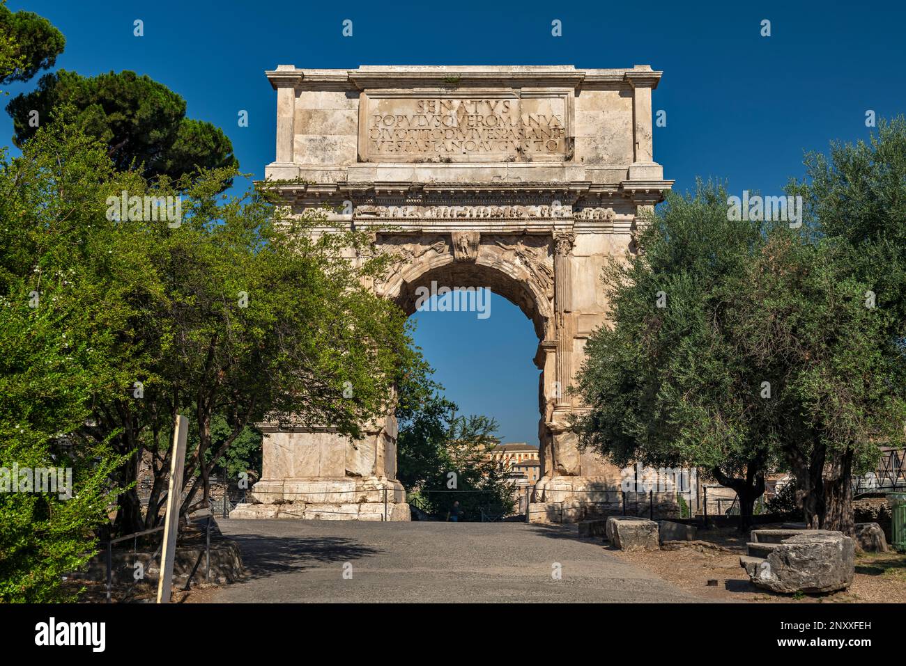 Der Titusbogen, Forum Romanum, Rom, Italien. Stockfoto