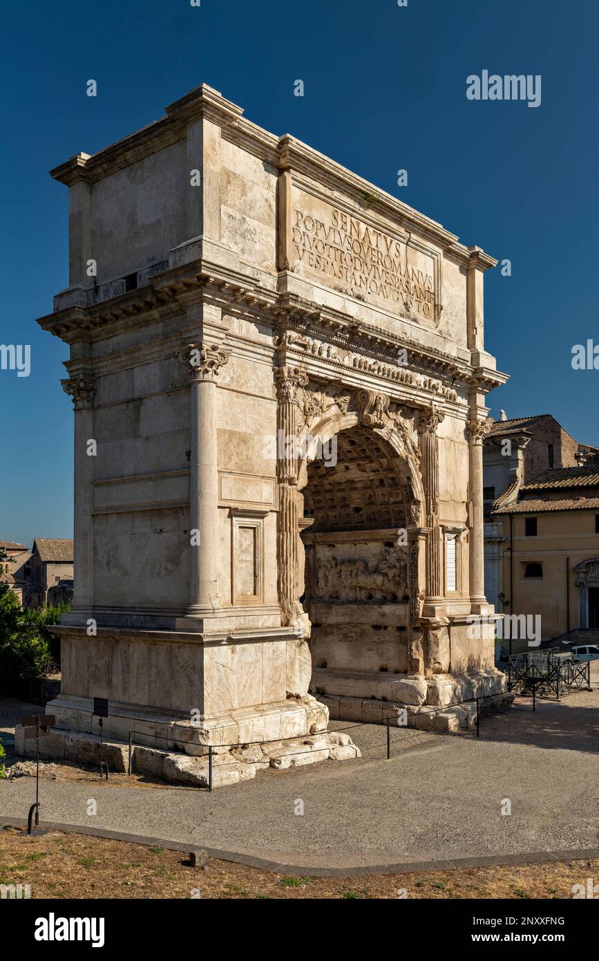 Der Titusbogen, Forum Romanum, Rom, Italien. Stockfoto