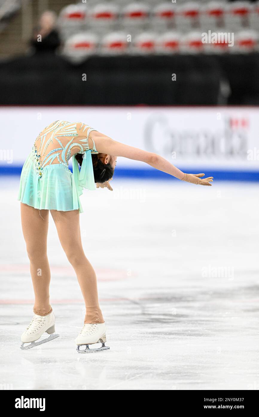 Xiangyi AN (CHN), während des Junior Women Short Program, bei der ISU World Junior Figure Skating Championships 2023, in der WinSport Arena, am 1. März 2023 in Calgary, Kanada. Kredit: Raniero Corbelletti/AFLO/Alamy Live News Stockfoto