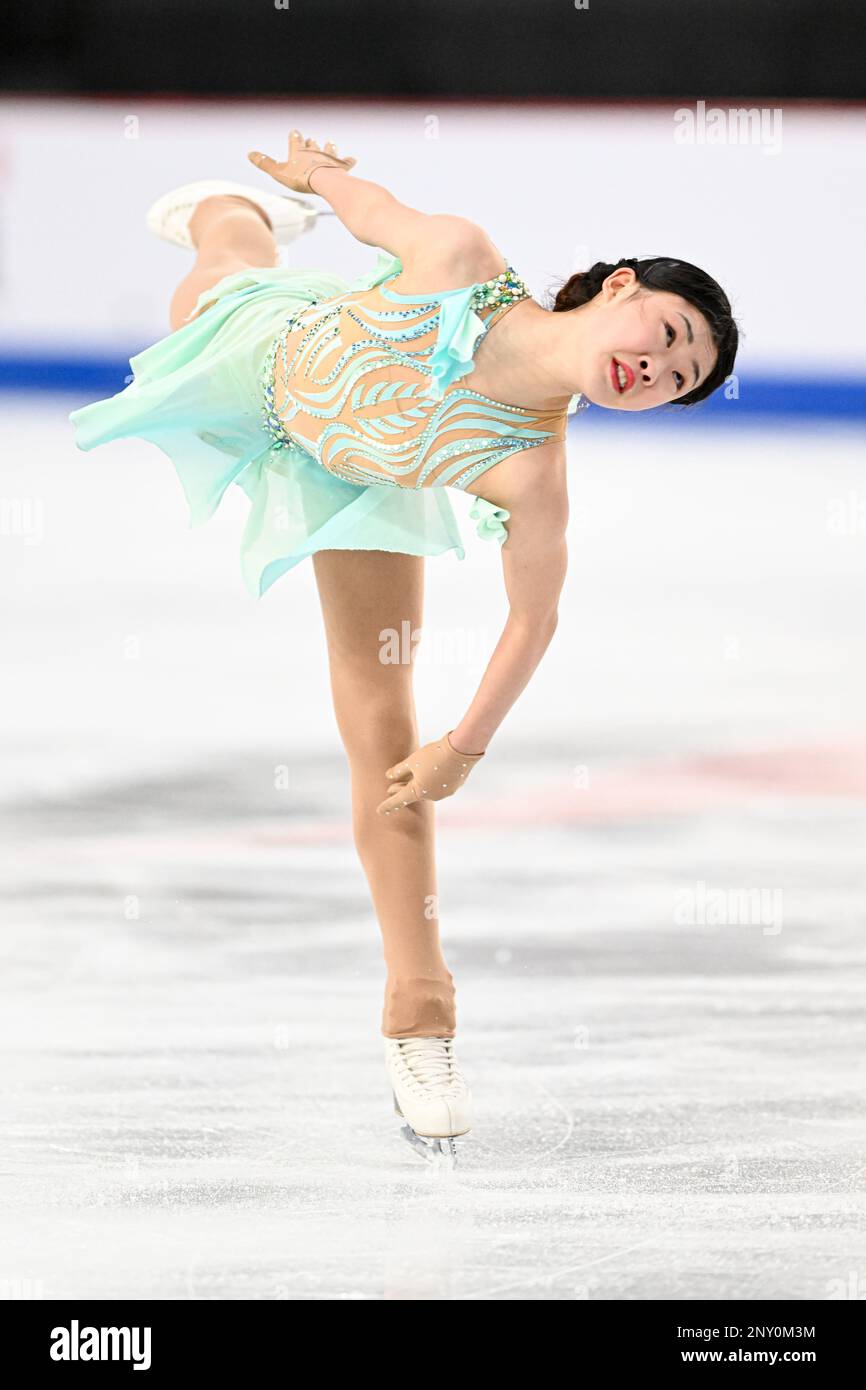 Xiangyi AN (CHN), während des Junior Women Short Program, bei der ISU World Junior Figure Skating Championships 2023, in der WinSport Arena, am 1. März 2023 in Calgary, Kanada. Kredit: Raniero Corbelletti/AFLO/Alamy Live News Stockfoto