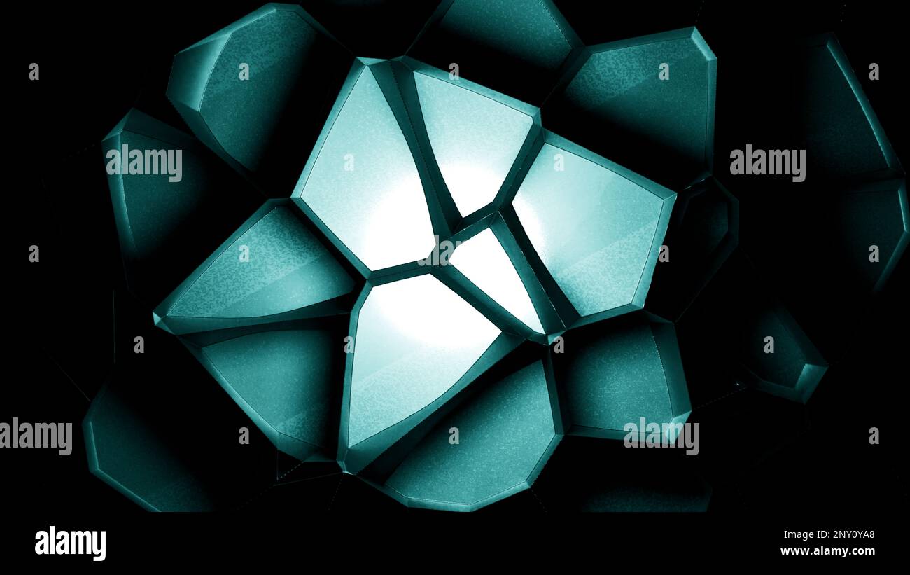 Blauer und gelber Hintergrund. Design. Langsam gleitende Teile, die in einer Figur befestigt sind, bewegen sich in Animation. Hochwertige 4K-Aufnahmen Stockfoto