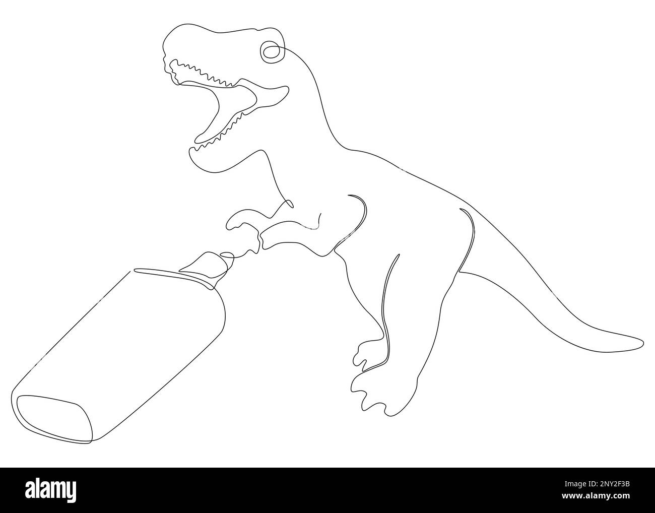 Eine durchgehende Linie Tyrannosaurus Rex, gezeichnet mit einem Bleistift und Filzstift. Vektorkonzept zur Darstellung dünner Linien. Kontur Zeichnen kreativer Ideen. Stock Vektor