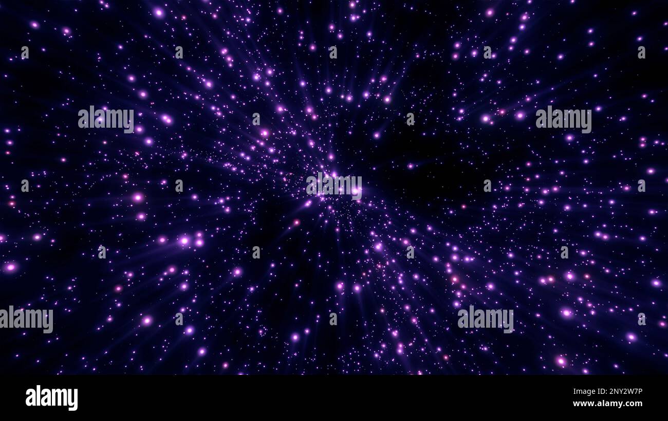 Glitzerpartikel abstrakter Hintergrund. Bewegung. Flackernde Partikel mit Bokeh-Effekt, die wie Nachthimmel mit strahlenden Sternen aussehen Stockfoto