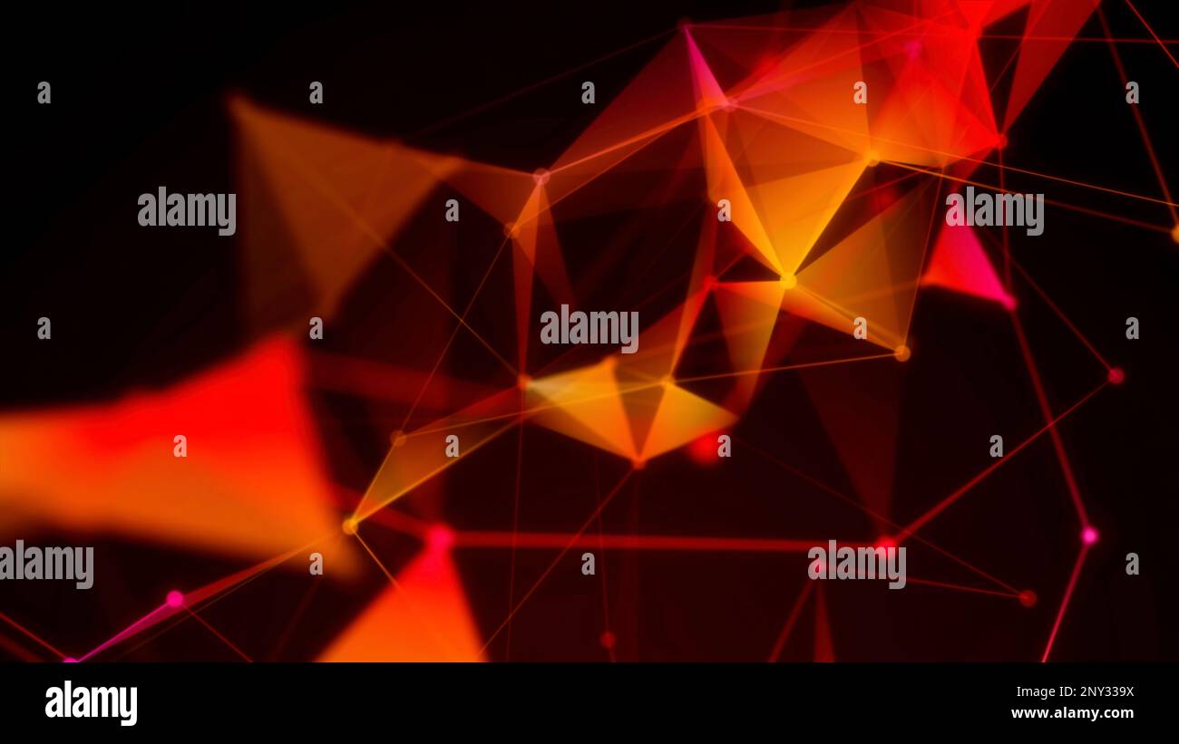 Abstrakte digitale Verbindung, die Punkte und Linien bewegt. Bewegung. Technologiehintergrund, Netzwerkverbindungsstruktur Stockfoto