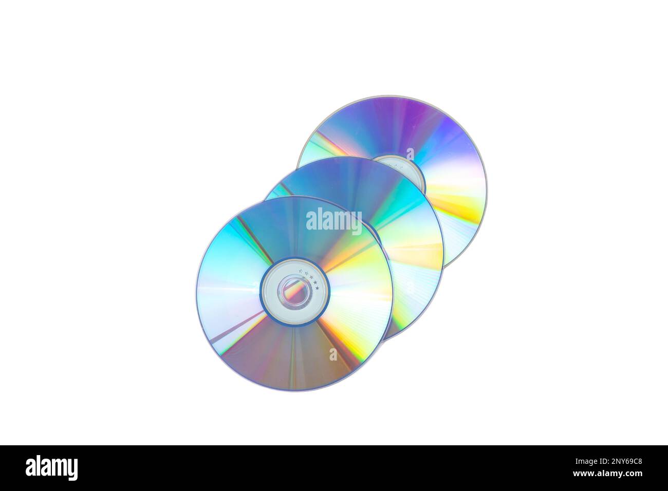 DVDs isoliert auf weißem Hintergrund Stockfoto