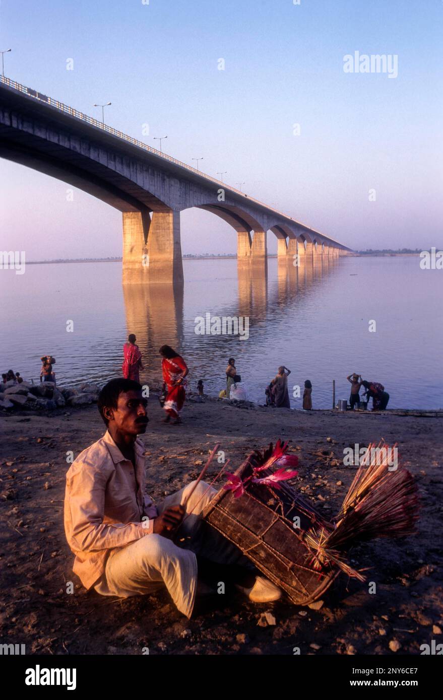 Mahatma Gandhi Setu in Patna, Bihar, die längste Flussbrücke in Indien Stockfoto