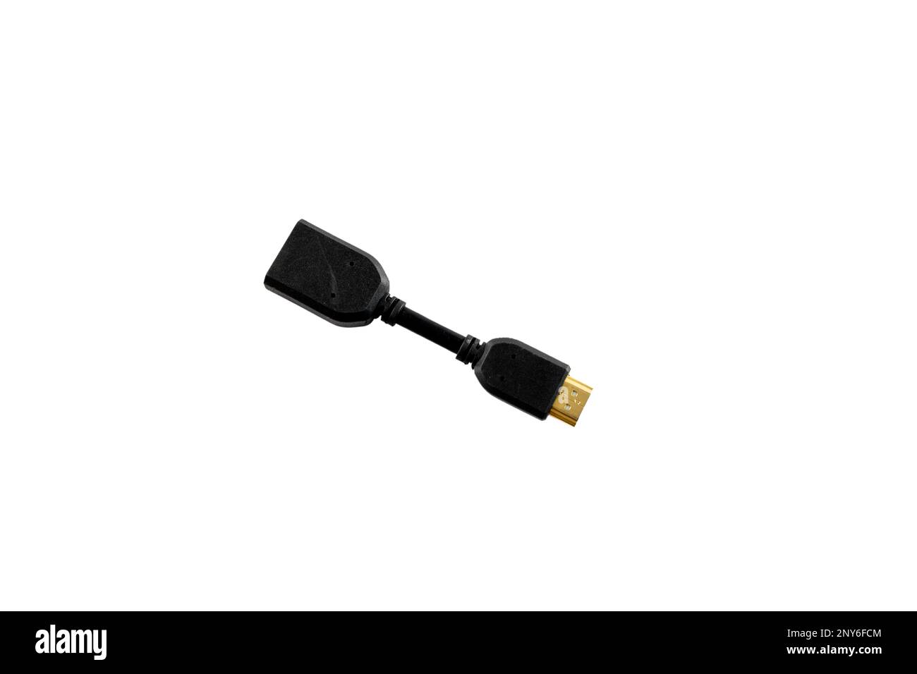 Verlängerungsadapter HDMI-Buchse auf Stecker isoliert auf weißem Hintergrund Stockfoto