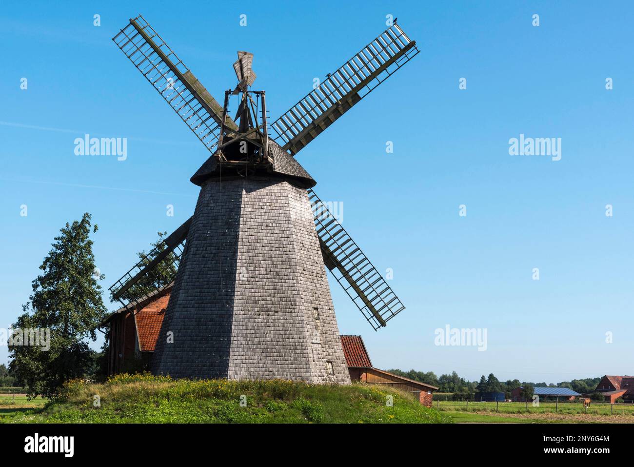 Windmühle, Bierde, Petershagen, Minden-Luebbecke, Ostwestfalen-Lippe, Nordrhein-Westfalen, Deutschland Stockfoto