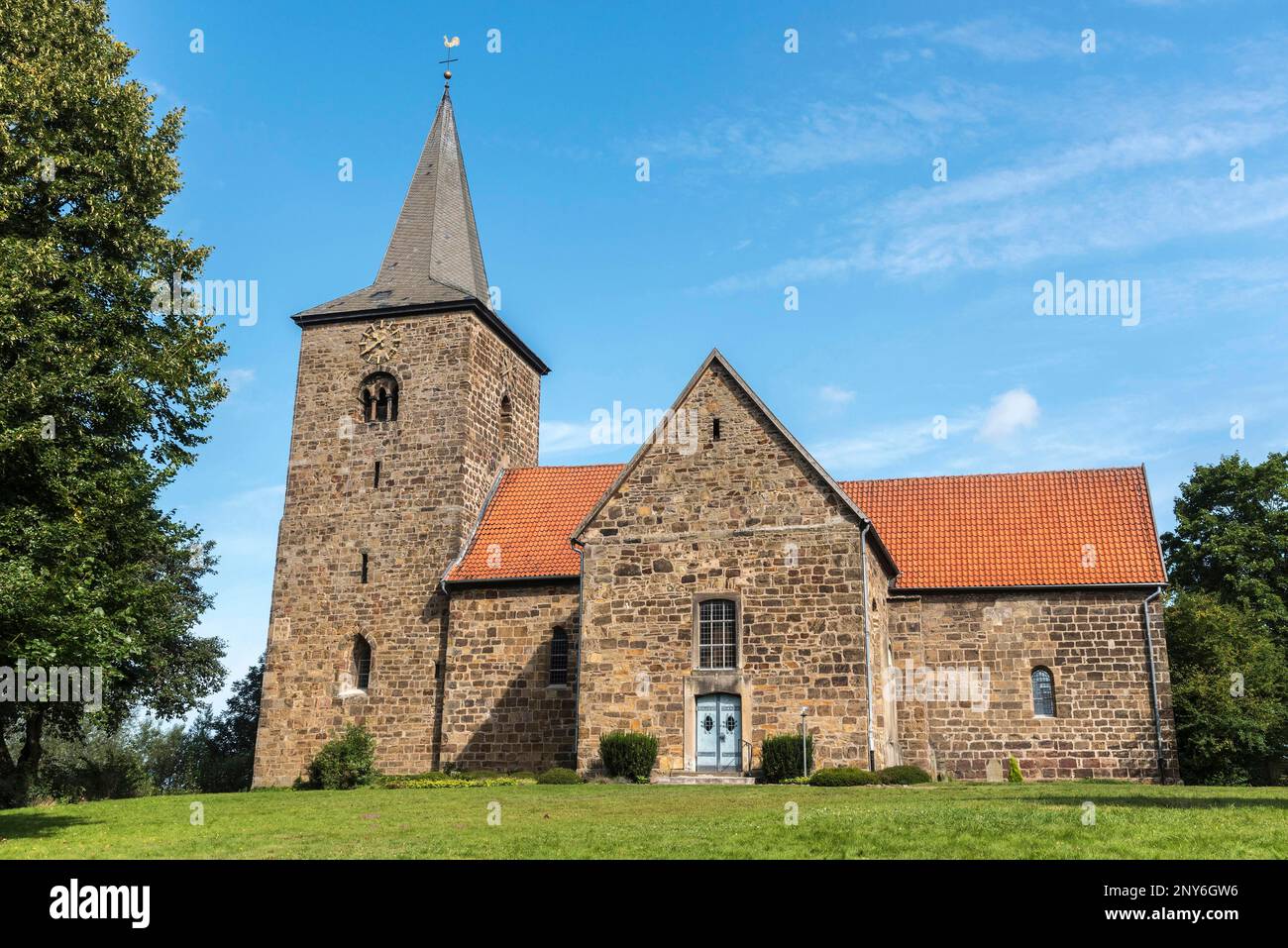 Weser-Kirche, Windheim, Petershagen, Minden-Luebbecke, Ostwestfalen-Lippe, Nordrhein-Westfalen, Deutschland Stockfoto