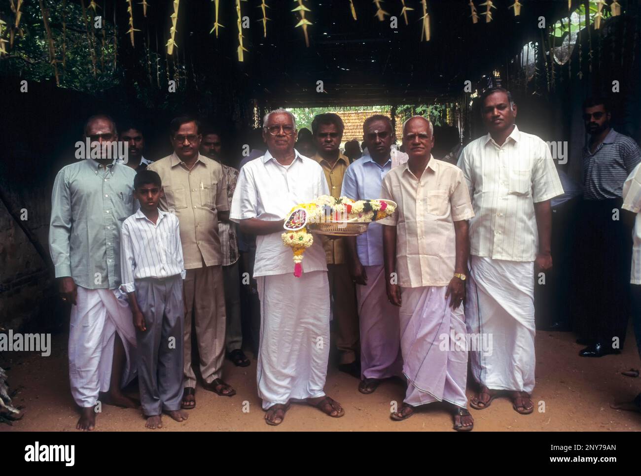 Hochzeitszug, Folge von Nattukottai Chettiar, Nagarathar Gemeinde, Chettinad, Tamil Nadu, Indien Stockfoto