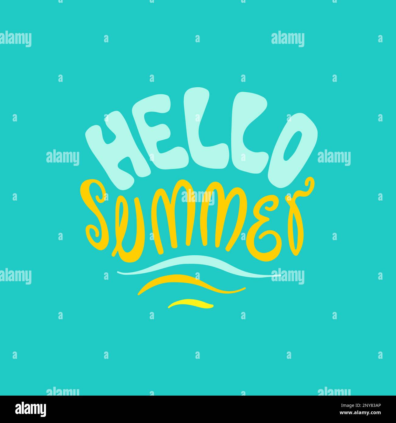 Hallo, Summer. Handgezeichnete Sommerzeitschrift. Stock Vektor