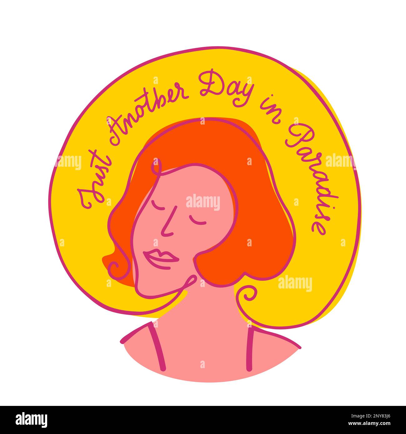 Schon wieder ein Tag im Paradies. „Hand Drawn Beach“-Schriftzug. Stock Vektor