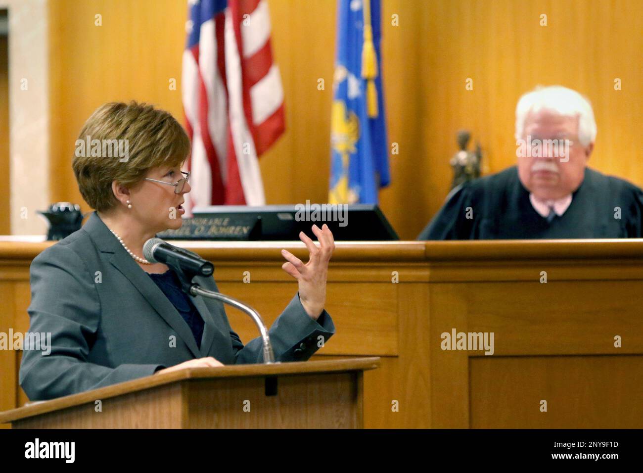 Defense Attorney Maura McMahon makes a closing argument in the case of