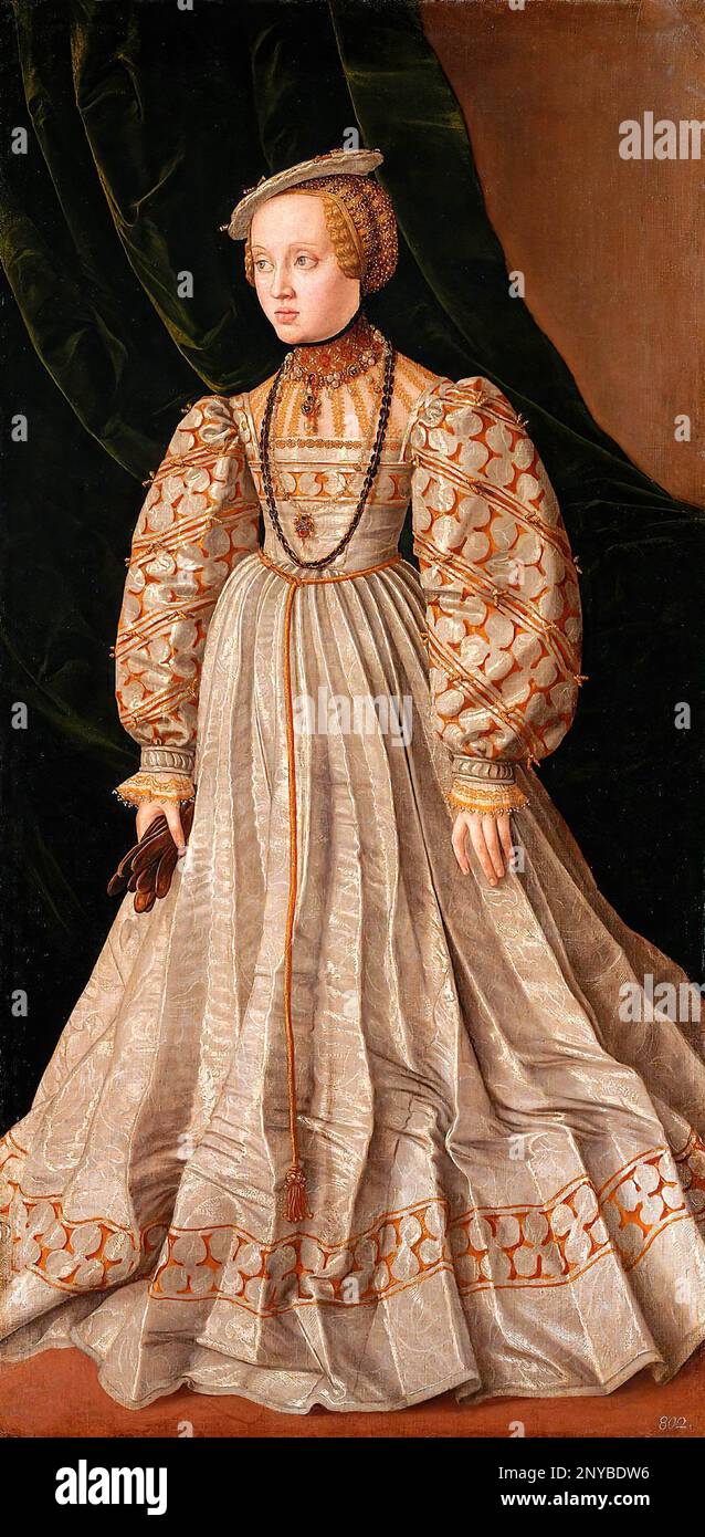 Erzherzogin Anna (1528-1590), Anna von Österreich, Anna, Herzogin von Bayern, Tochter von Kaiser Ferdinand I. die Erzherzogin trägt ein entsprechendes Kleid Stockfoto