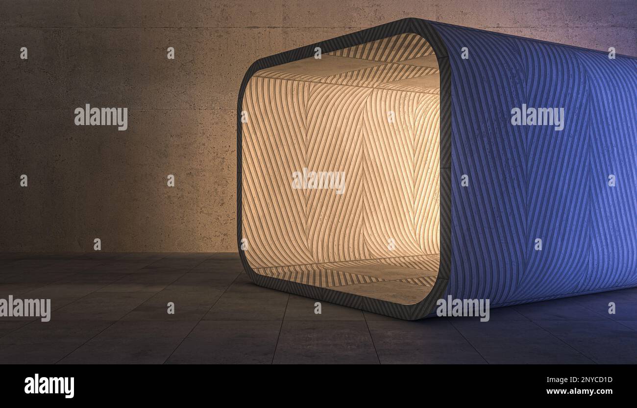 Abstract 3D-Innenverkleidung aus Beton Stockfoto