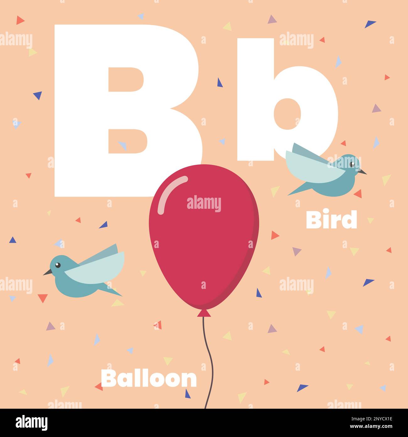 Niedliche Kinder ABC-Schlagwörter mit dem Buchstaben B für Kinder, die englischen Vokabular lernen. Flugzeuganker Apple. Vektordarstellung Stock Vektor