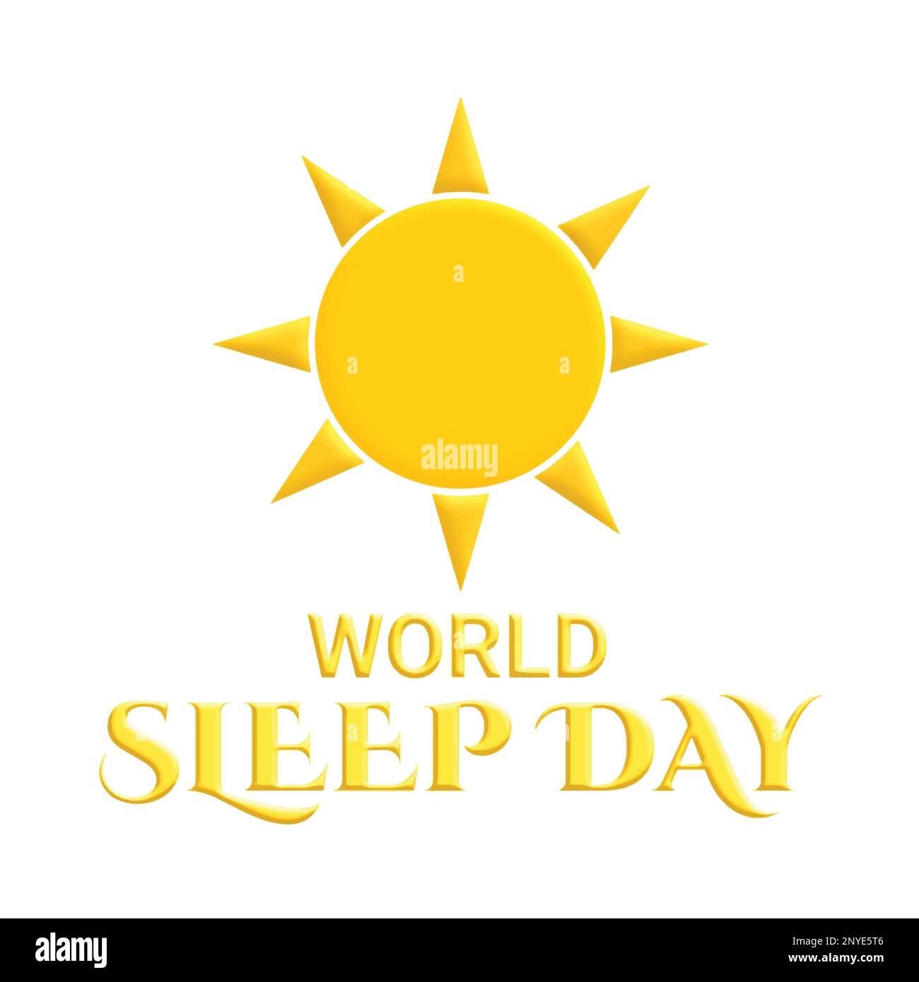 Vektordarstellung eines Weltschlaftags-Konzepts mit Sonne und Text. Der World Sleep Day wird jedes Jahr im März begangen und soll als Feier dienen Stock Vektor