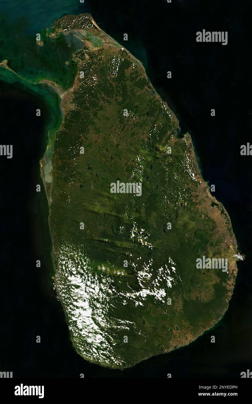 Sri Lanka im Indischen Ozean vom Weltraum aus gesehen - Elemente dieses Bildes werden von der NASA bereitgestellt Stockfoto