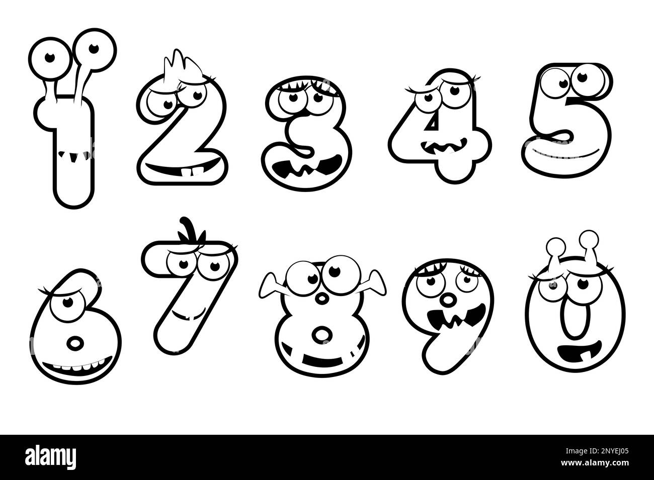 Schriftart Vektorkontur MONSTER Alphabet. Stock Vektor