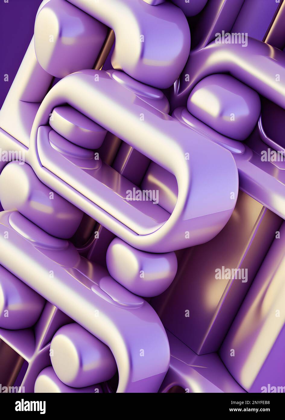 3D lila und weiß abstrakte geometrische Figuren auf lila Hintergrund Stockfoto