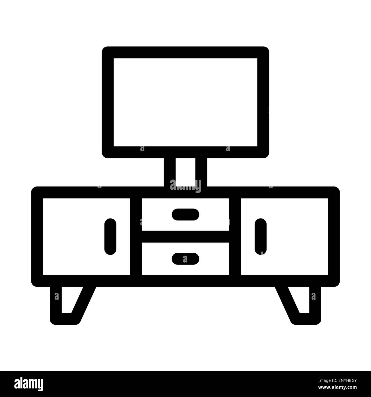 Symbol TV-Tisch mit dicken Linien Stockfoto