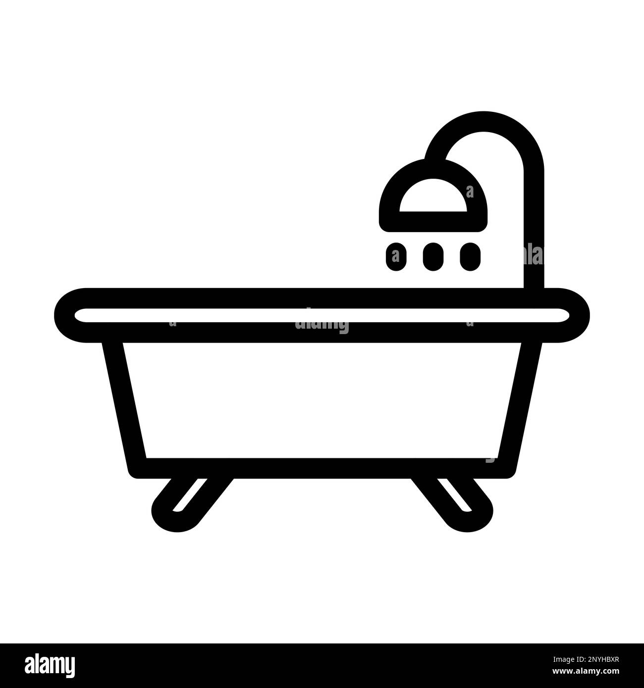 Badewanne Mit Dickem Liniensymbol Stockfoto