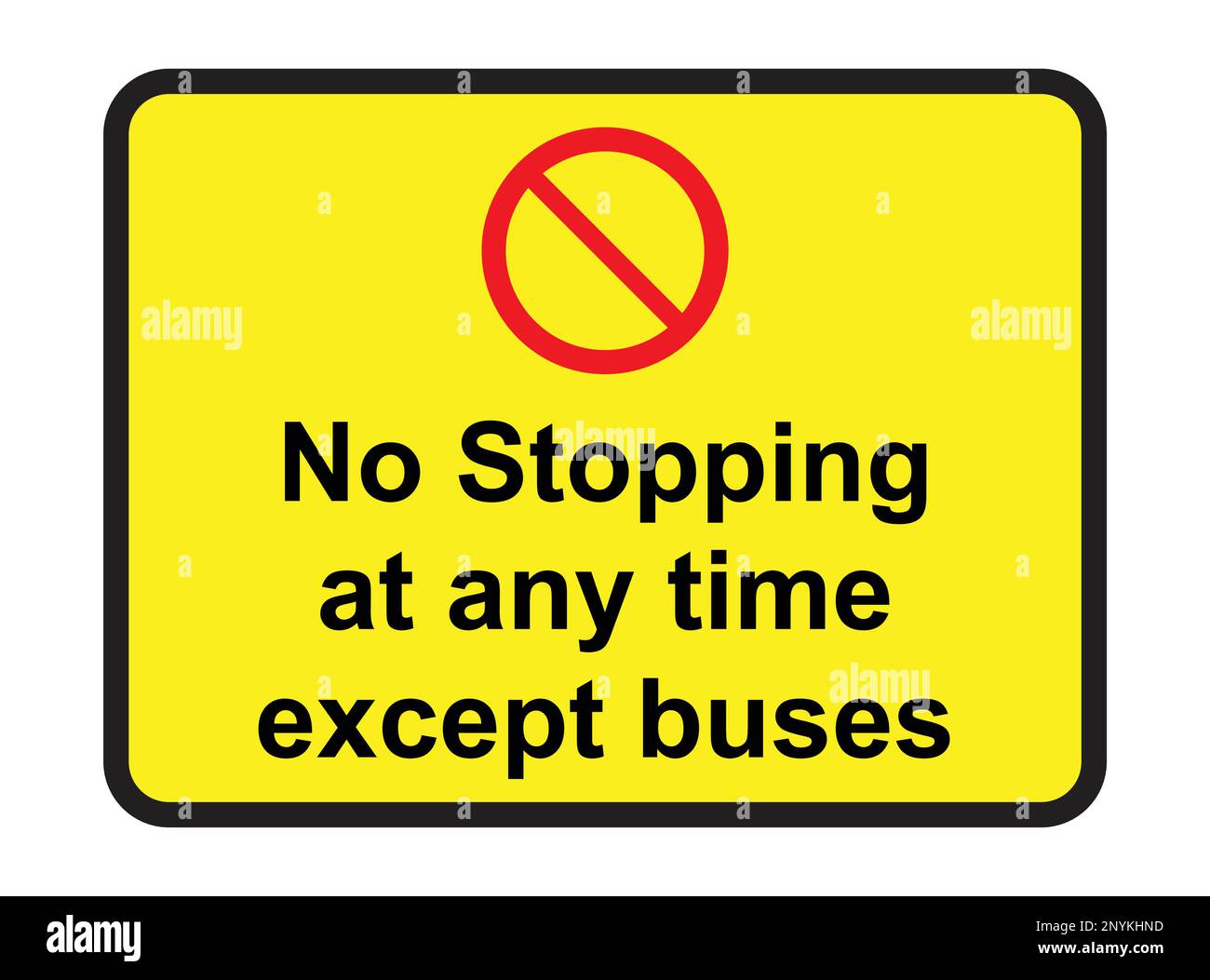 Bushaltestelle - Keine Haltestellen zu jeder Zeit außer Bussen - Straßenschild - Verkehrsschild Stock Vektor