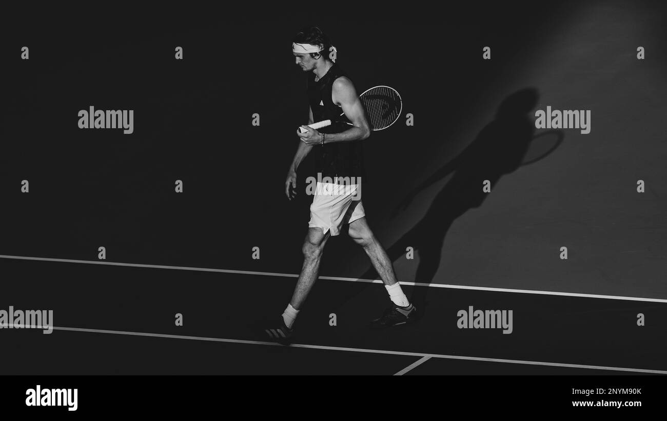 Dubai, Vereint Die Arabischen Emirate. 02. März 2023. Alexander Zverev aus Deutschland in Aktion Lorenzo Sonego aus Italien während des 500 ATP Dubai Duty Free Tennis Championships 2023. Viertelfinalspiels am 02. März 2023 in Dubai, Vereinigte Arabische Emirate. Foto: Victor Fraile/Power Sport Images Credit: Power Sport Images Ltd/Alamy Live News Stockfoto