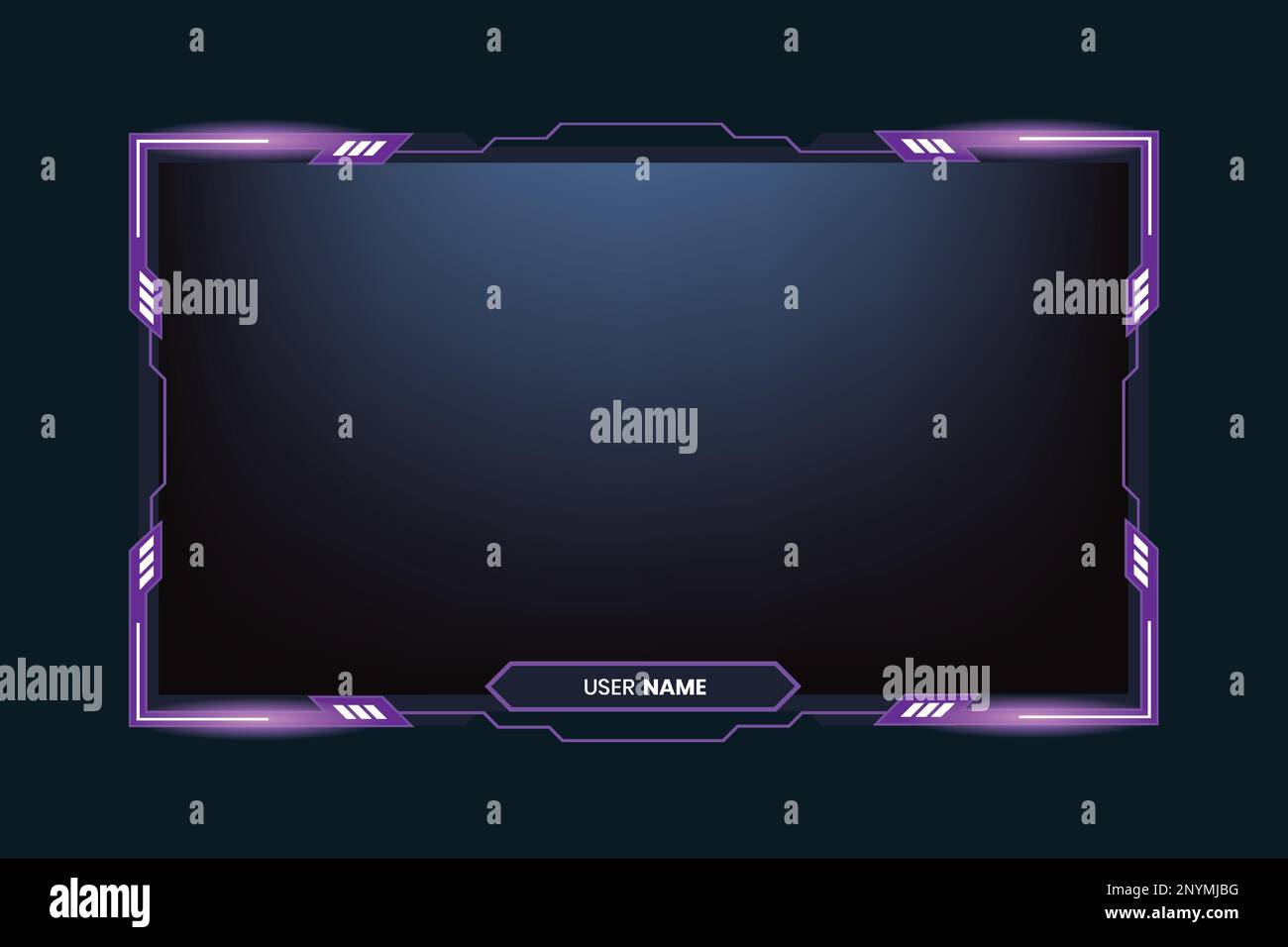 Elegante Oberfläche mit abstrakten lilafarbenen Formen. Hintergrund für Online-Gamer und Bildschirmrand für Live-Streaming. Futuristisch Stock Vektor