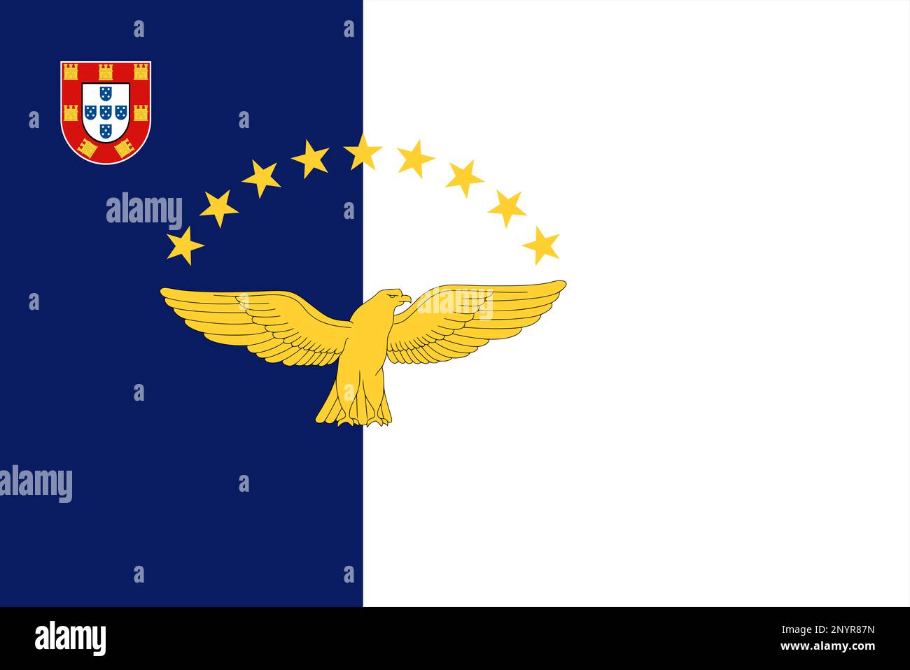 Flagge der Autonomen Region der Azoren Stockfoto