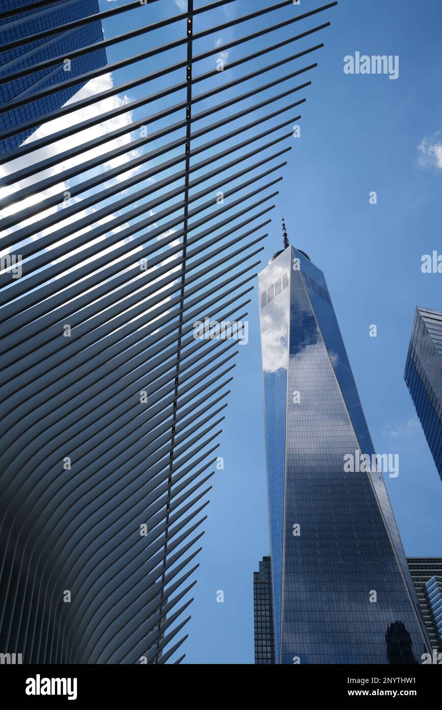 Das Oculus und das One World Trade Center in New York City Stockfoto