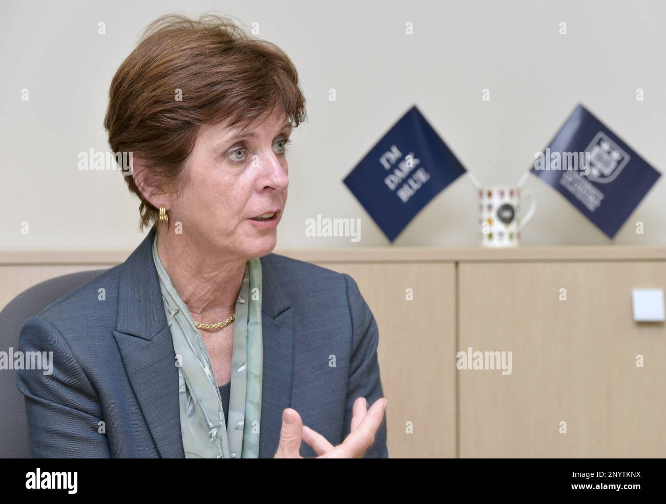Professor Louise Richardson, the Vice-Chancellor of the University of Oxford , speaks during an interview conducted by the Yomiuri Shimbun in Chuo Ward, Tokyo on May 25, 2017. She became Vice-Chancellor in January 2016. ( The Yomiuri Shimbun via AP Images ) Stockfoto